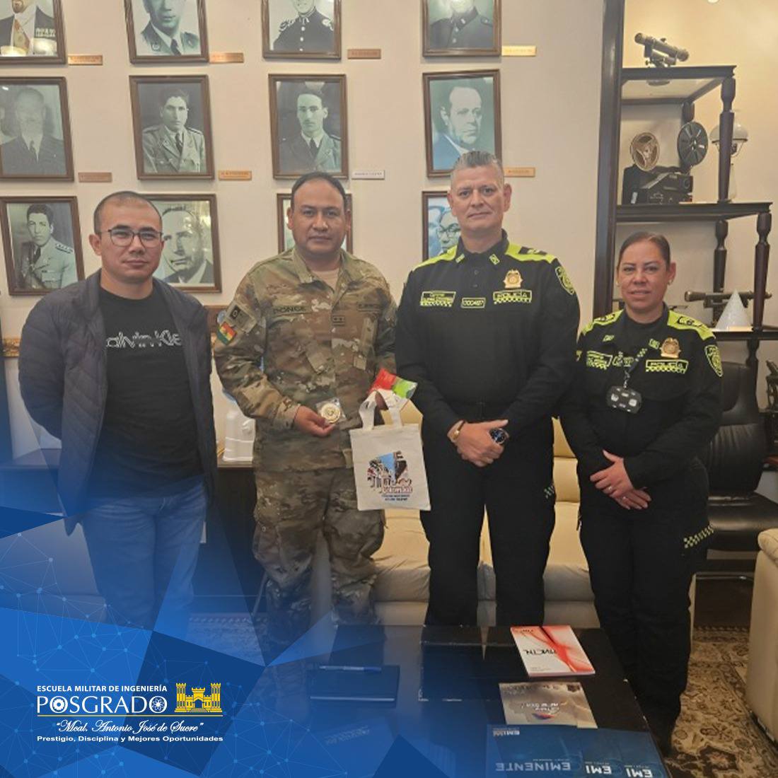 REUNIÓN POLICIA EMBAJADA DE COLOMBIA Y POSGRADO EMI LA PAZ